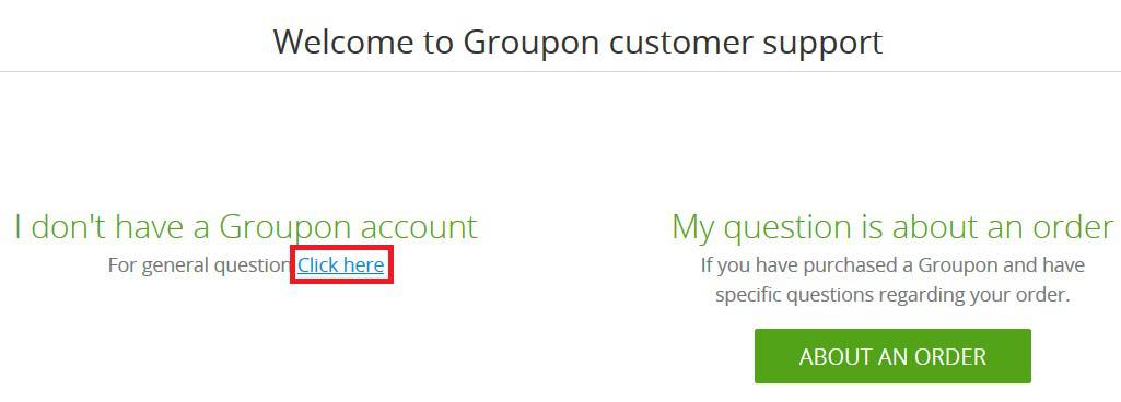 Ask a question about Groupon without being logged into an account