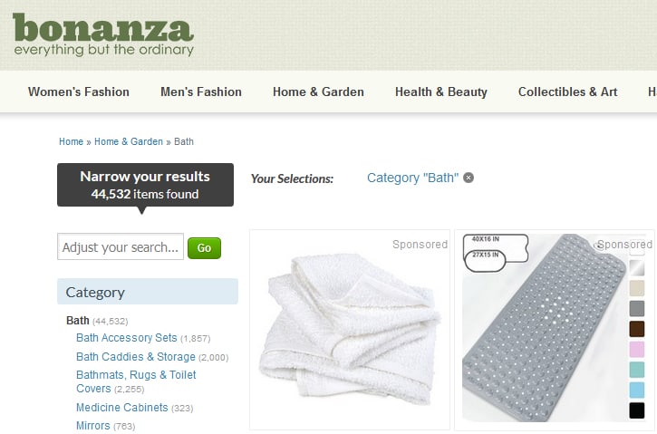 A screenshot of Bonanza.com