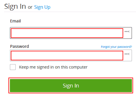 The account sign in form for Groupon