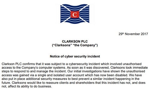 Data breach example from Clarkson