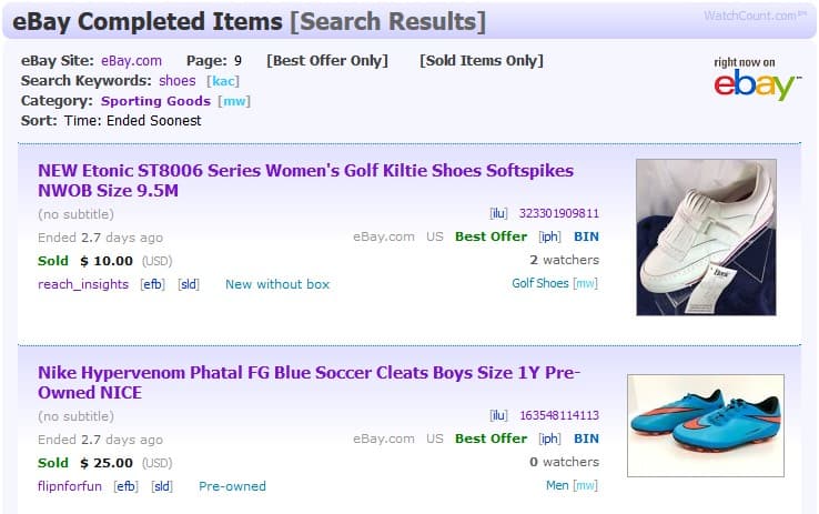 Completed eBay listings with Best Offers on WatchCount.com