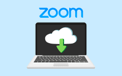 Laptop downloading a recording from the Zoom cloud server
