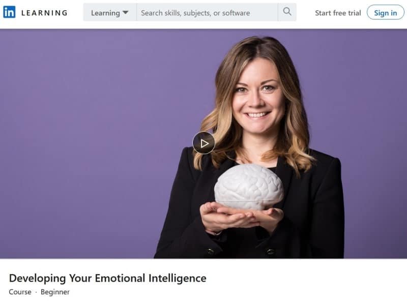 Home page for ‘Developing Your Emotional Intelligence’ course on LinkedIn Learning