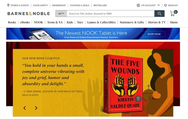 Barnes and Noble homepage