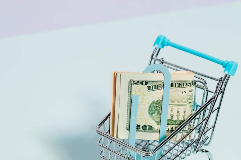 Shopping cart with money