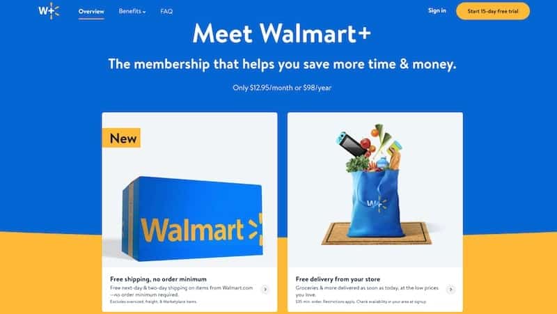 Walmart+ membership details page