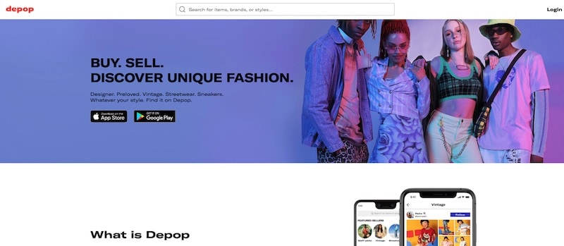 Depop homepage