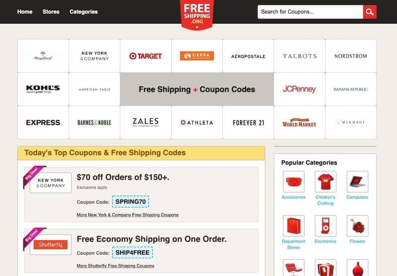 Free Shipping homepage
